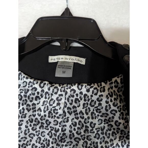 Peter NYGard Black Faux Fur Vest Studded Collar & Animal Print Lining Size M - Picture 8 of 11